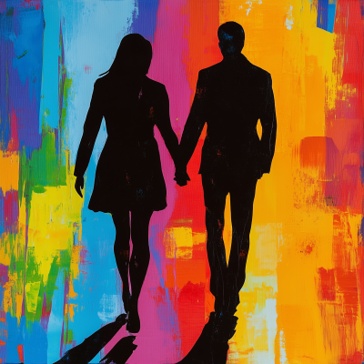 Silhouette of a Colorful Couple