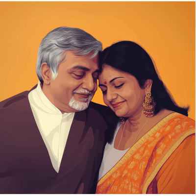 Joyful Elder Indian Couple