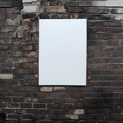 Blank White Poster on Brick Wall