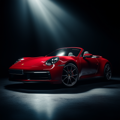 Red Porsche in Spotlight