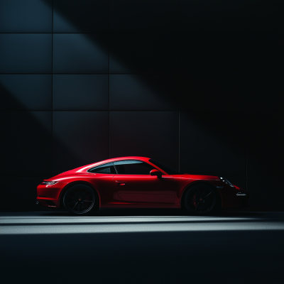 Red Porsche in Spotlight