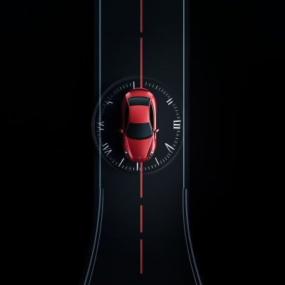 Red Car on Clock Road
