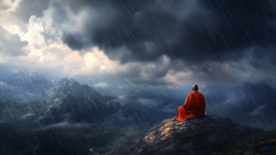 Monk Facing the Storm