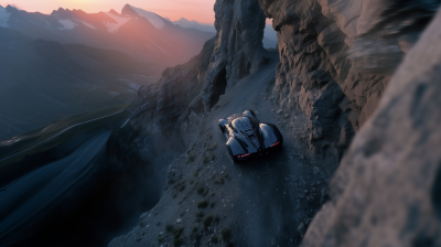 Batmobile Driving Through Mountains