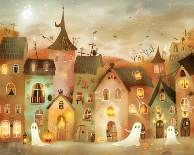 Charming Halloween Townscape