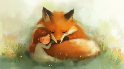 A Girl and a Fox Hug