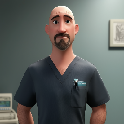 3D Pixar Character in Scrubs