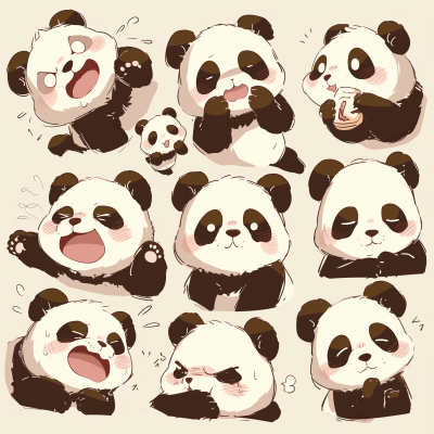 Expressive Panda Illustrations