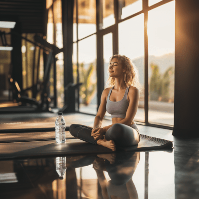 Relaxed Woman in Gym