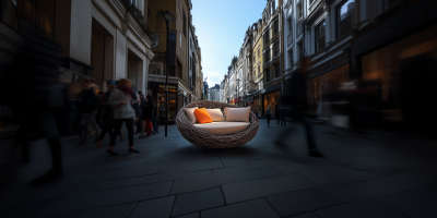 Nest Shaped Sofa in Urban Setting