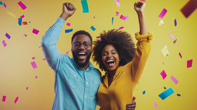 Happy Black Couple Celebrating