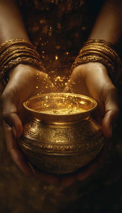 Cinematic Gold Pot on Dhanteras