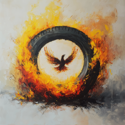 Phoenix Rising from Flames