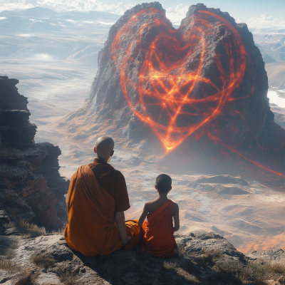 Monk and Teacher on Alien Mountain