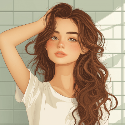 Caucasian girl in bathroom