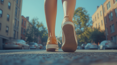 Girl Walking on City Street