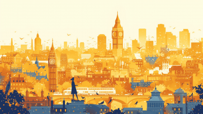 Vintage London Skyline Silhouette