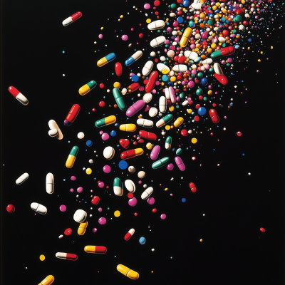 Colorful Pills Falling