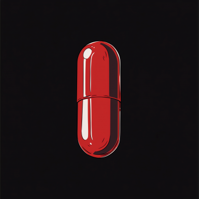 Single Pill on Black Background