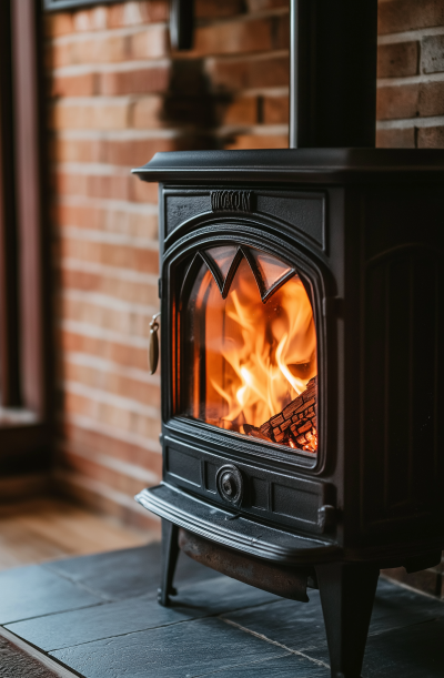 Cozy Wood Stove Flames