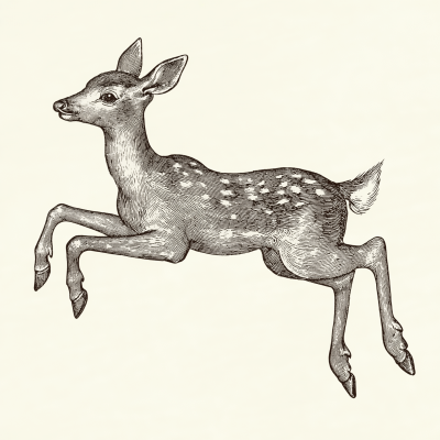 Ancient Engraving of a Fawn