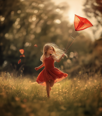 Happy Girl with Kite