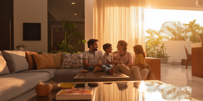 Modern Indian Family in Living Room