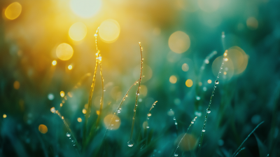 Dew on Grass at Sunrise