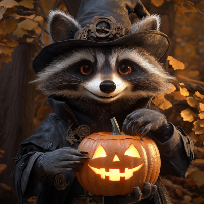 Halloween Raccoon Carving Pumpkin