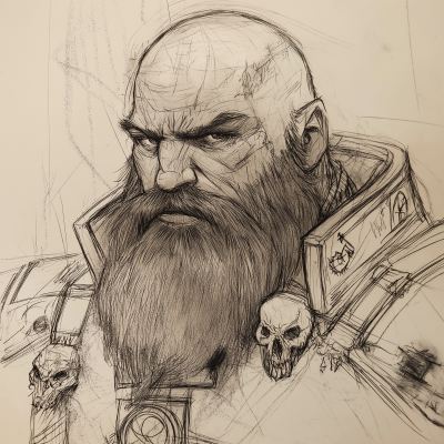 Pencil Sketch of Space Dwarf