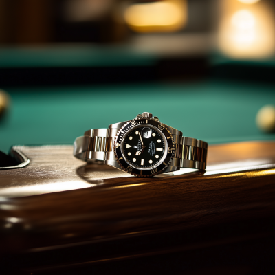 Rolex Watch on Billiard Table