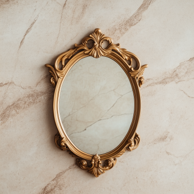 Vintage Mirror on Beige Surface