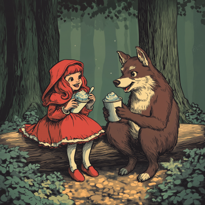 Little Red and the Wolf Enjoying Ice Cream