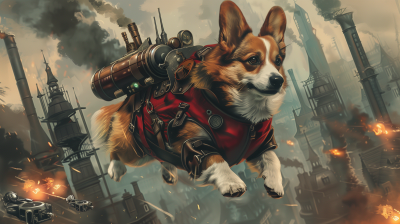 Corgi in Steampunk Armor