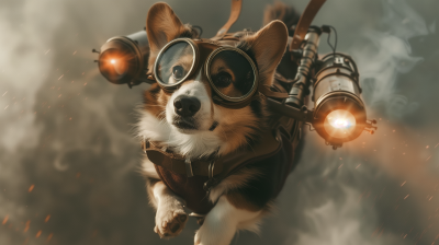 Corgi in Steampunk Gear