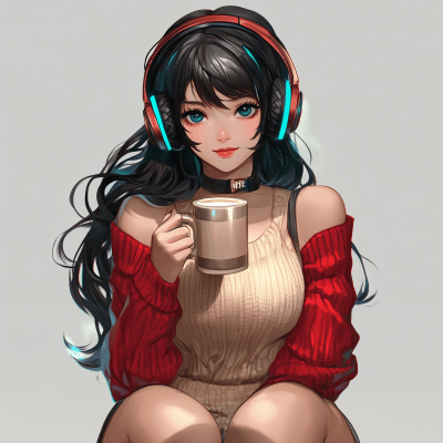 Anime Girl with Coffee