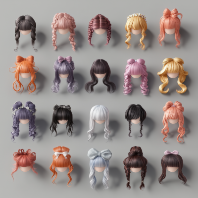 Chibi and Anime Hairstyles Concept Sheet