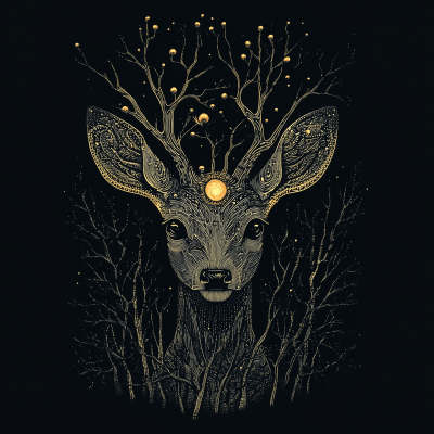 Futuristic Deer in the Woods