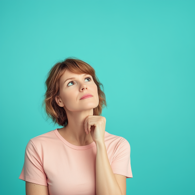 Pensive Woman in Pink
