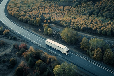 White Truck Driving