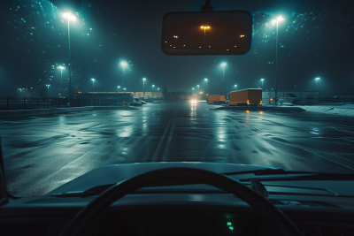 Empty Parking Lot at Night