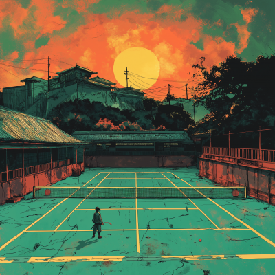 Teal Tennis Court