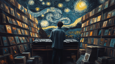 DJ in Starry Night Warehouse