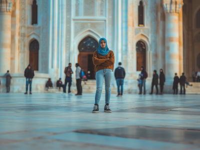 Full Body Shot of Female Tourist