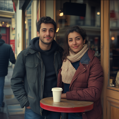 Couple at Cafe in Sant Etienne