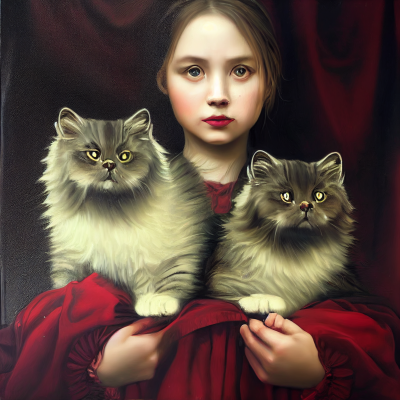 Surreal Portrait with Cats