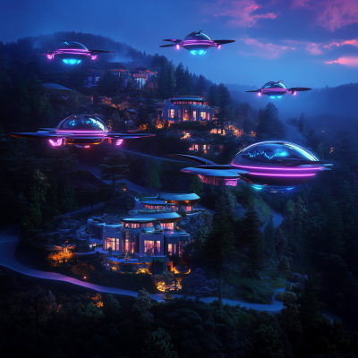 Futuristic Flying Vehicle Homes