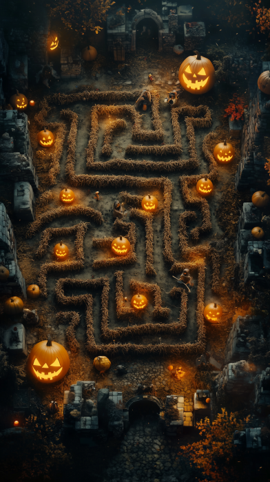 Intricate Halloween Corn Maze Map