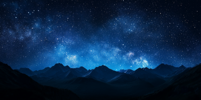 Night Sky with Mountains Silhouette