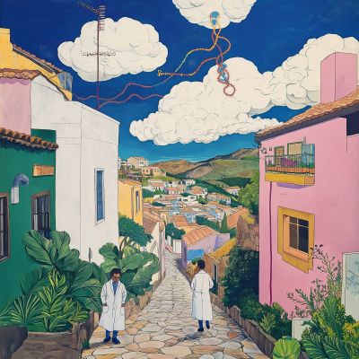 Canarian Town Inspired by Ghibli